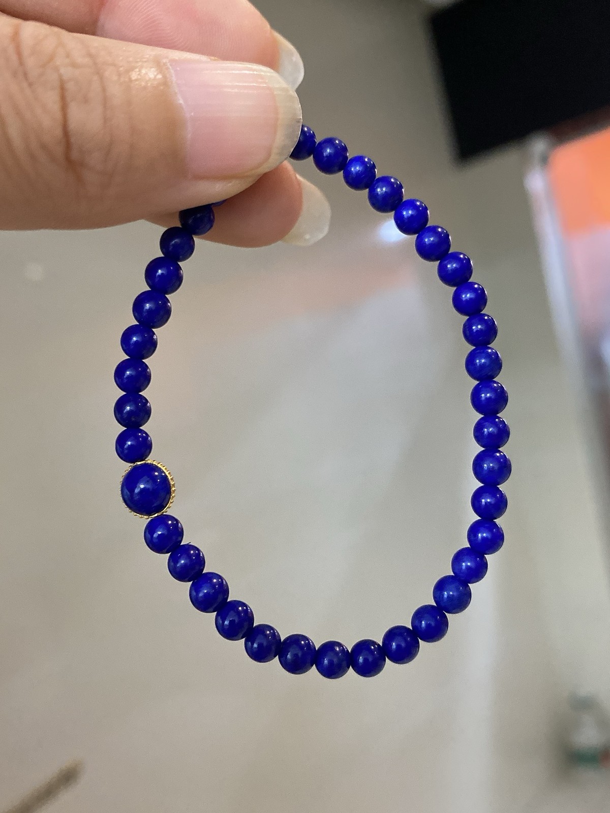 Vintage Natural Old Mine Lapis Bead Bracelet All-match Casual Fashion Accessory