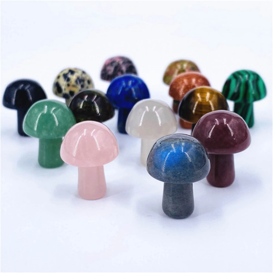25pcs Mini Crystal Mushrooms Agate Stones Natural Quartz Crystal Healing