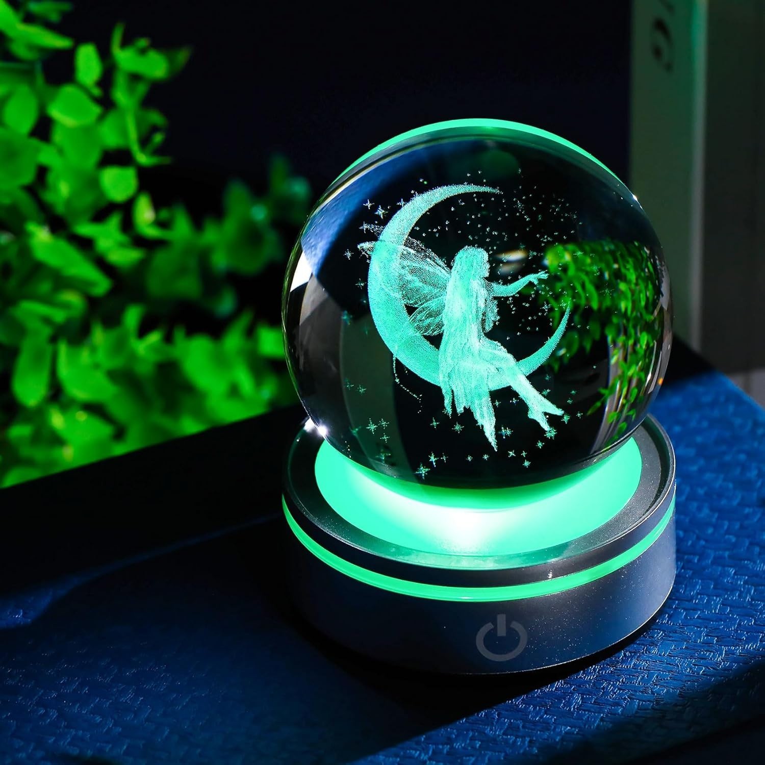 Exquisite K9 Crystal Fairy Statue with Colorful Light Base – Perfect for Gifts