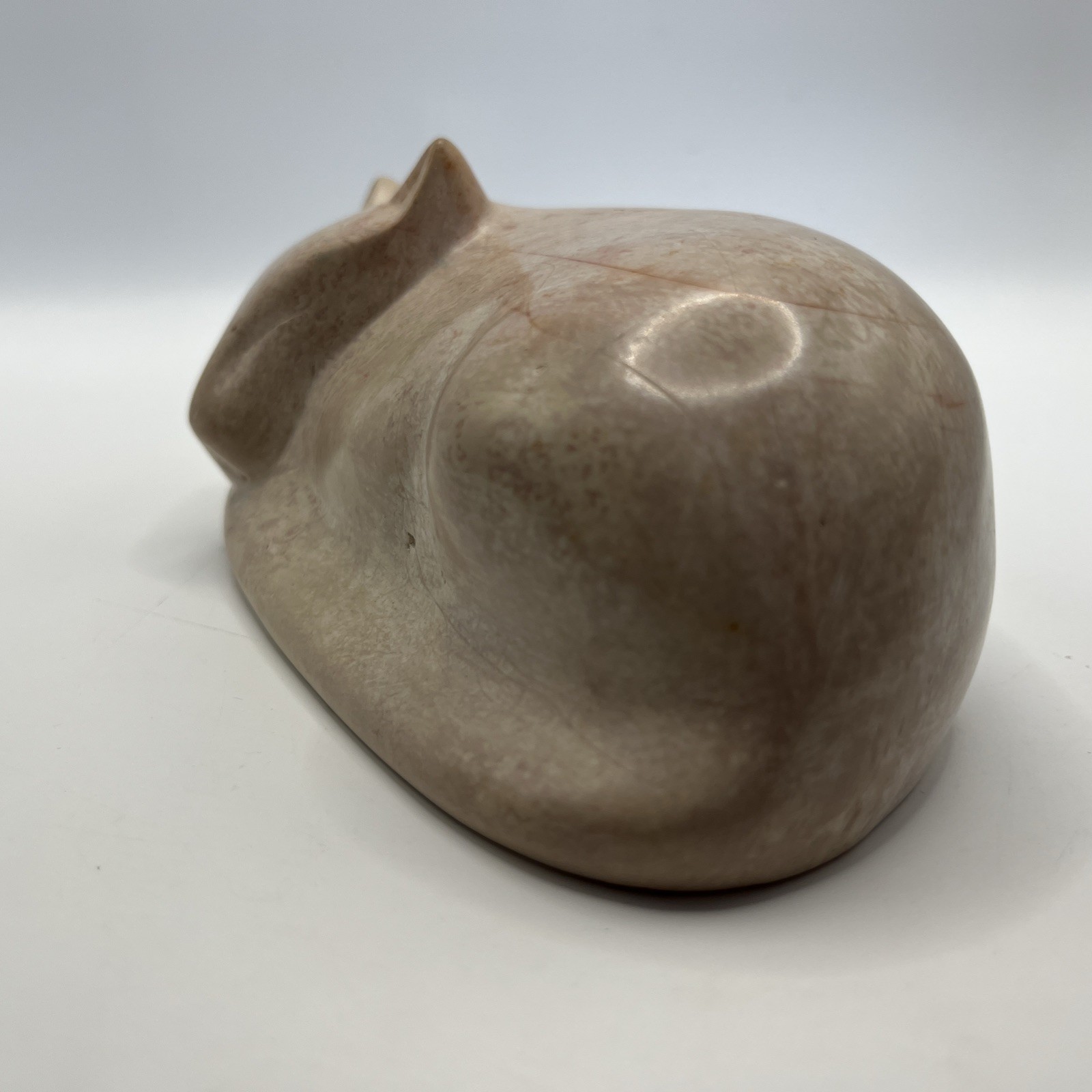 Vtg Kenyan Retro Handmade Soapstone Cat Figurine Sleeping Carving Decor Gift