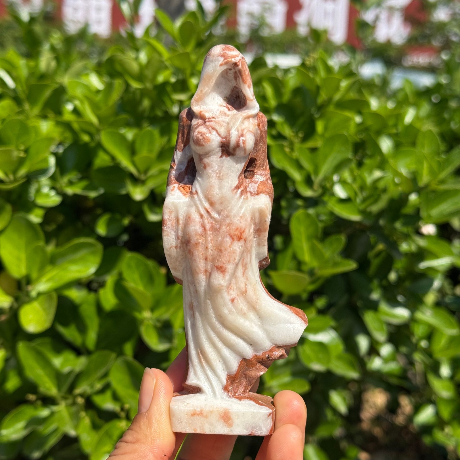 5″ Natural Red Network Stone Quartz Carved Ghost The bride Crystal Reiki Heal1pc