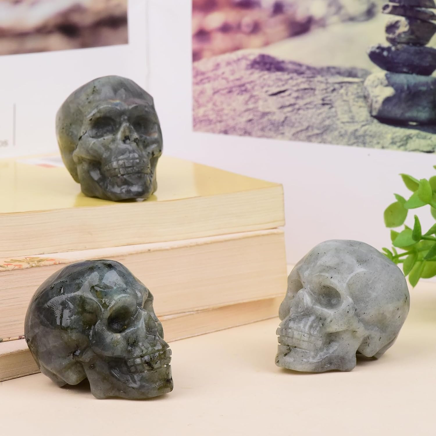 2 Inch Labradorite Crystal Skulls DecorHuman Skull Sculpture Statues Healing Cr