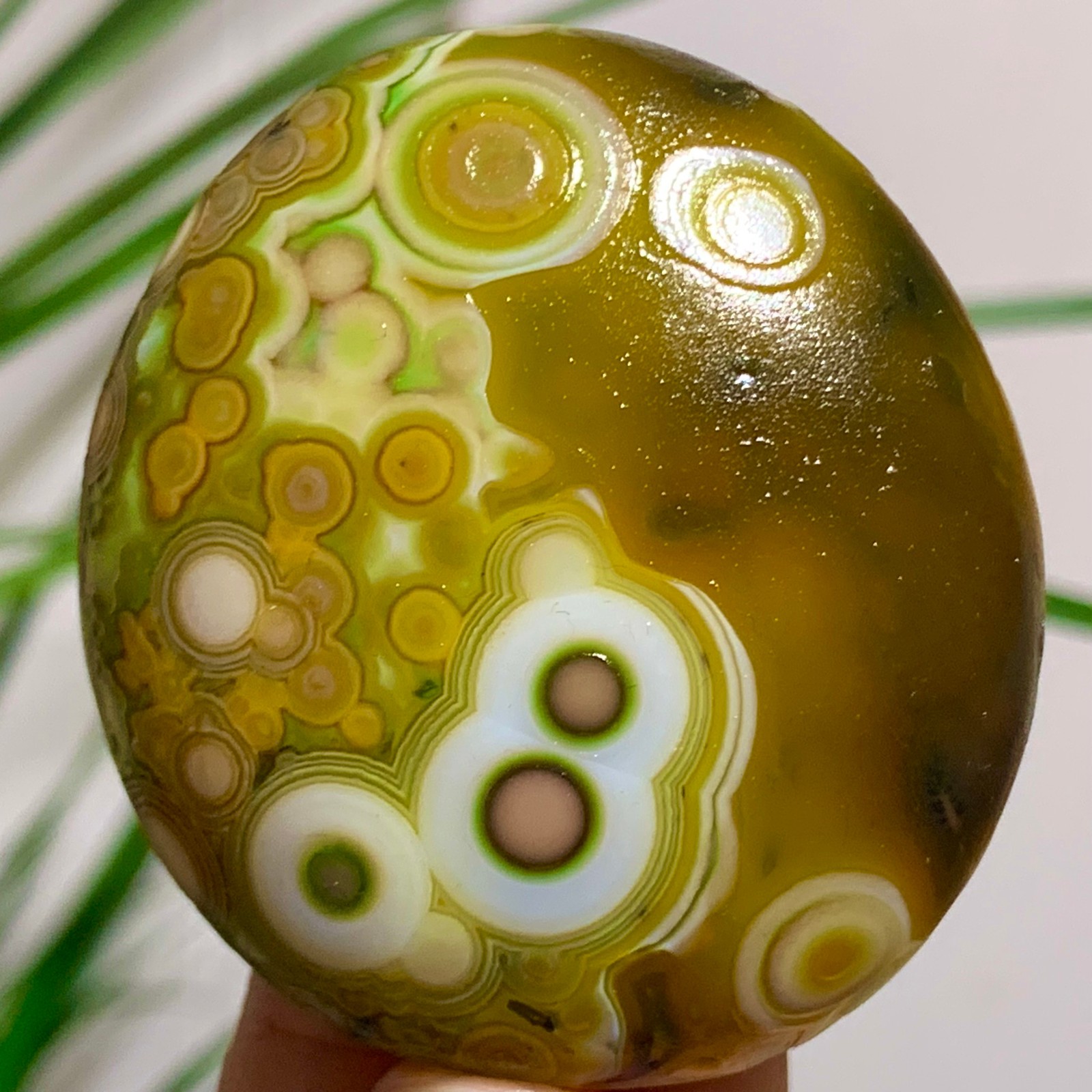 108G Natural Gobi Agate Eye Agate/Crystal PalmStone Madagascar