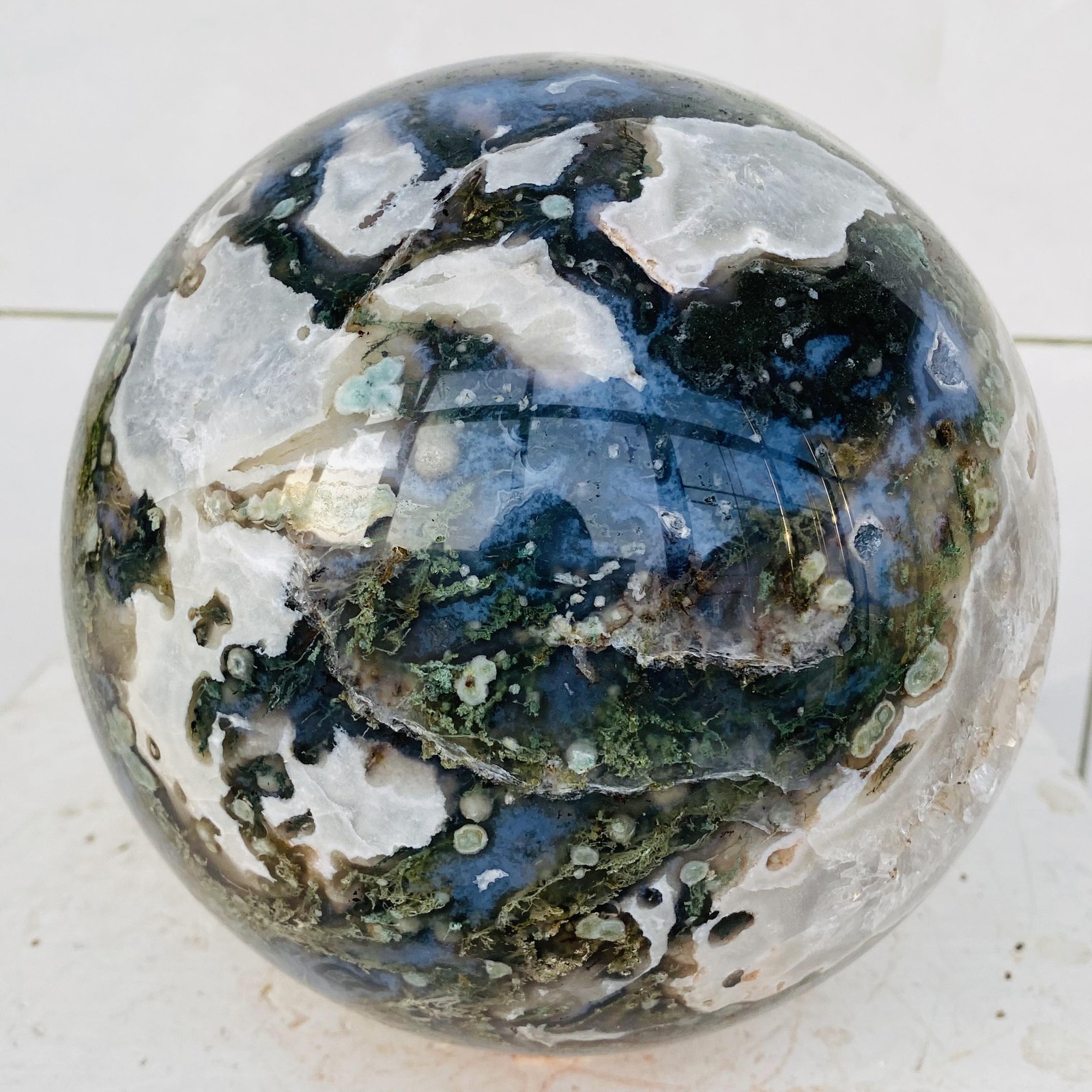 Natural water grass agate sphere crystal ball quartz energy 6280g