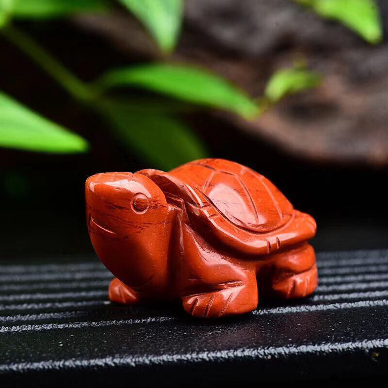 Natural Quartz Crystal Carved Longevity Healing Stone Turtle Animal Statue Decor