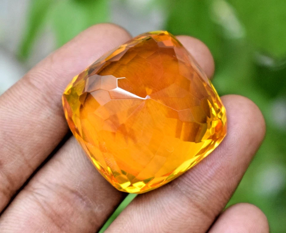 141 Ct Huge Cushion Cut Yellow Citrine Certified Flawless Loose Gemstone