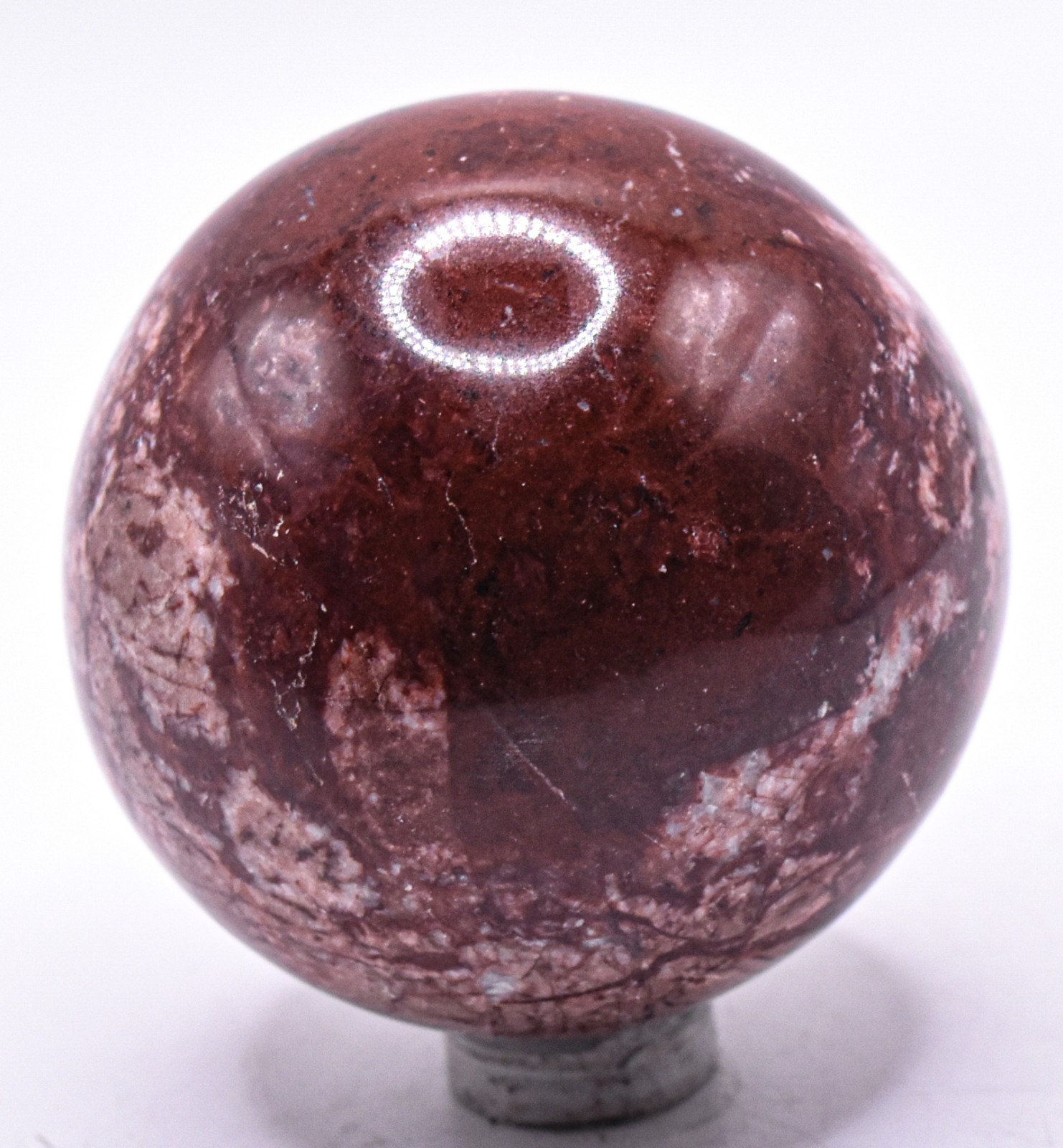 52mm Red Jasper w/ Quartz Inclusions Sphere Polished Gemstone Mineral Ball Peru