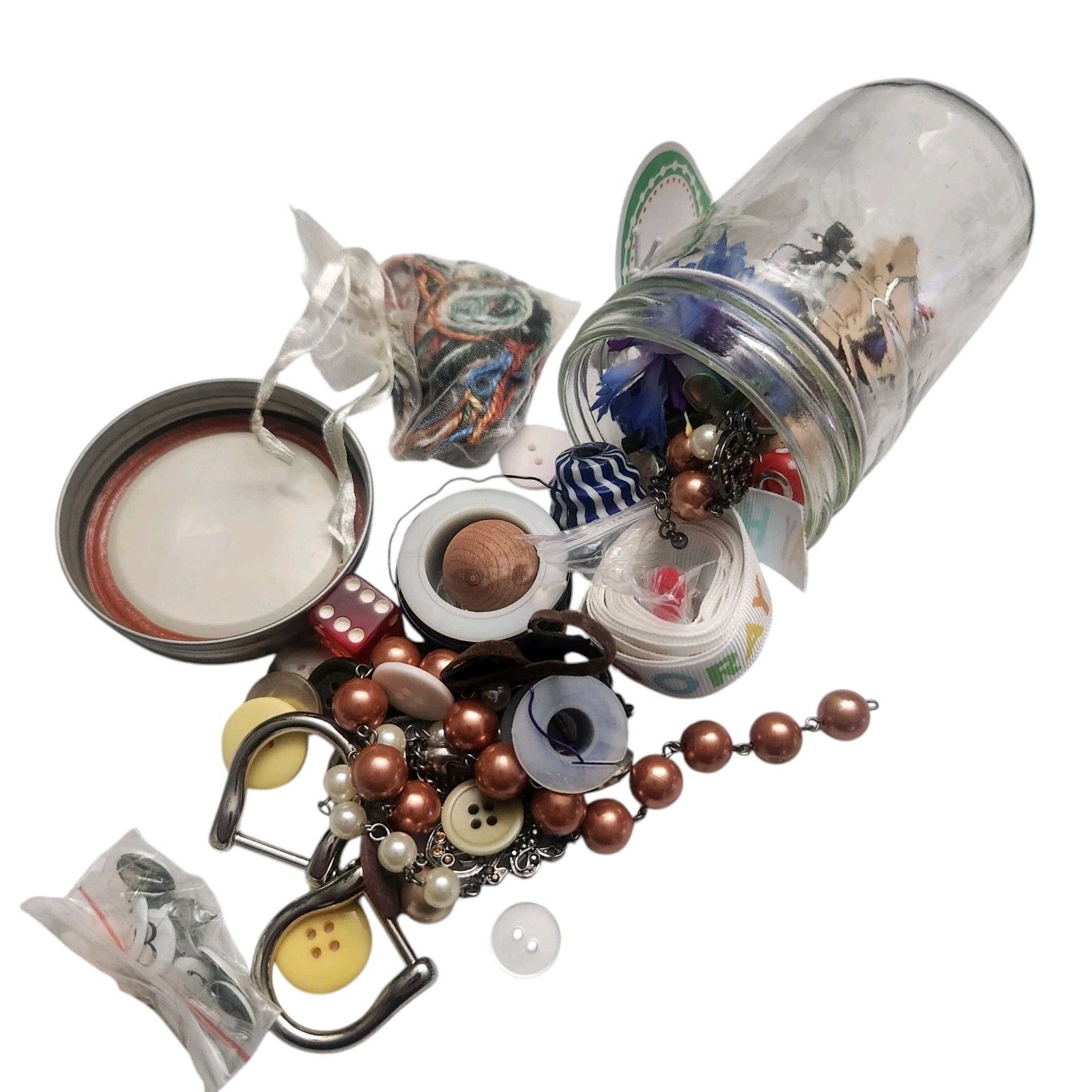 Crow Core Vintage Hand Picked Unique Craft and Trinket Treasures In Glass Jar