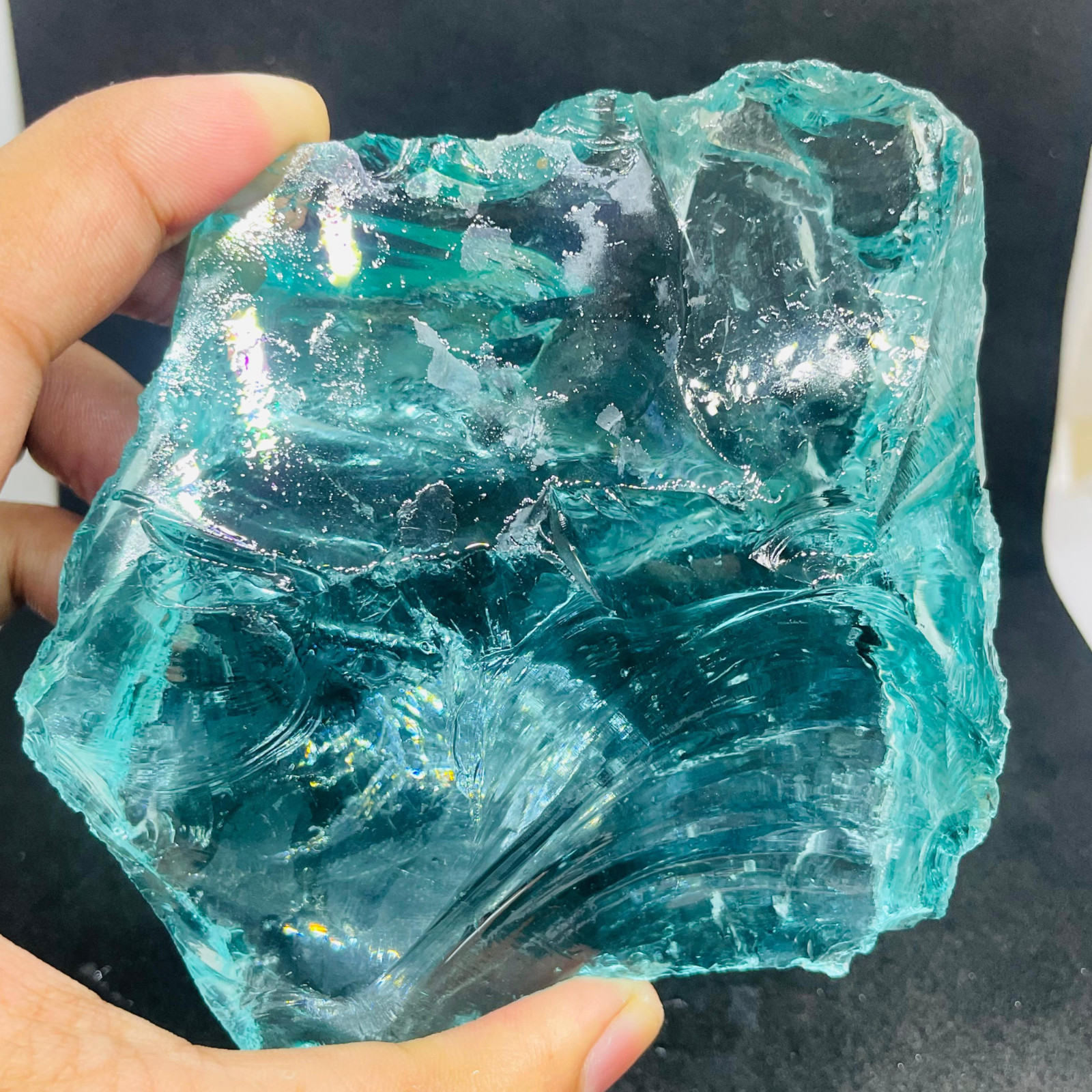 Raw Aqua Blue Obsidian Gemstone 410-610 CT Meditation Crystal for Chakra Energy