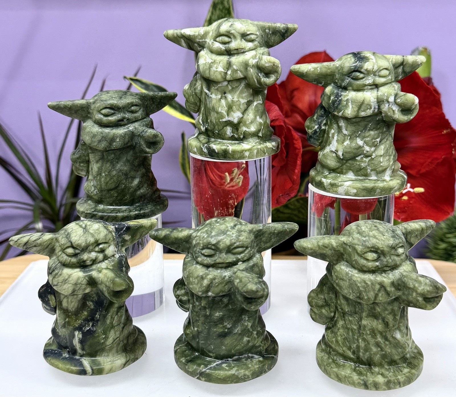 Wholesale Lot 6 Pcs Natural Nephrite Jade Baby Yoda 8cm Healing Energy