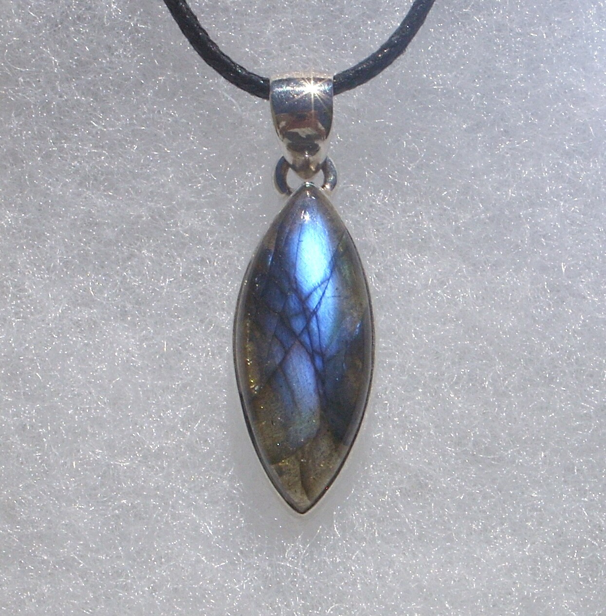 Labradorite in 925 Sterling Silver Marquise Shape Stone Crystal Pendant Necklace