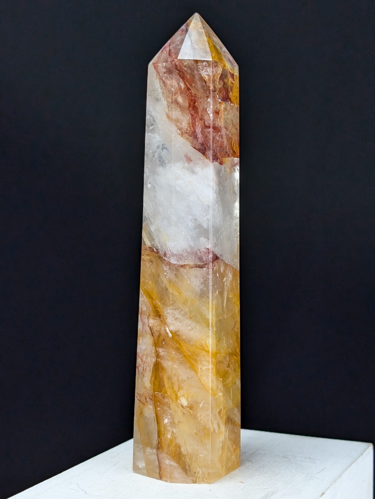 Golden Healer Tower Point Crystal Quartz Gemstone Large Big Tall Chakra Wand