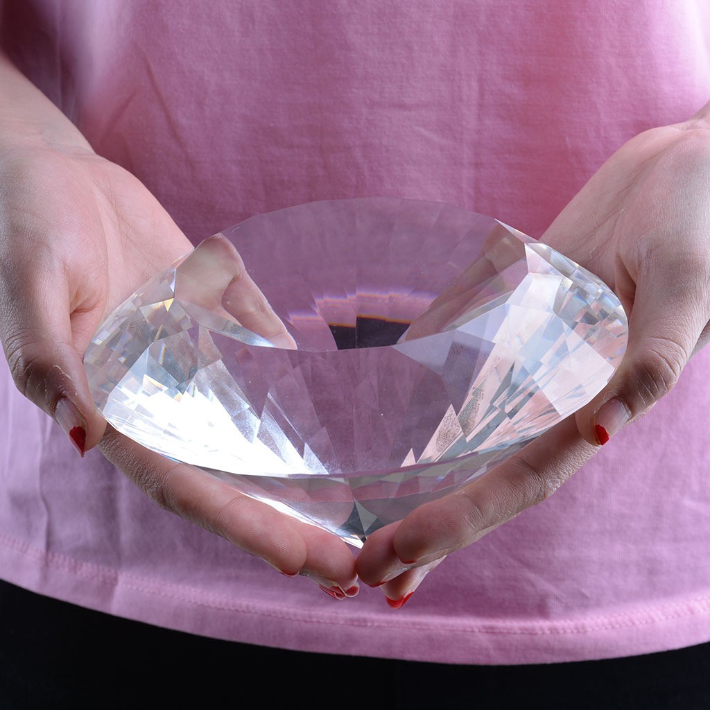 LONGWIN 200MM Color Crystal Diamond Glass Paperweight Wedding Decor Free Stand