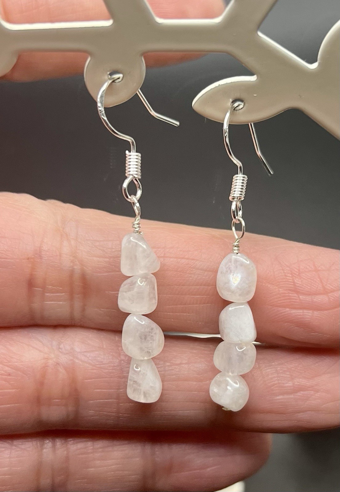 Blue Moonstone Genuine Stone .925 Sterling Silver Earrings