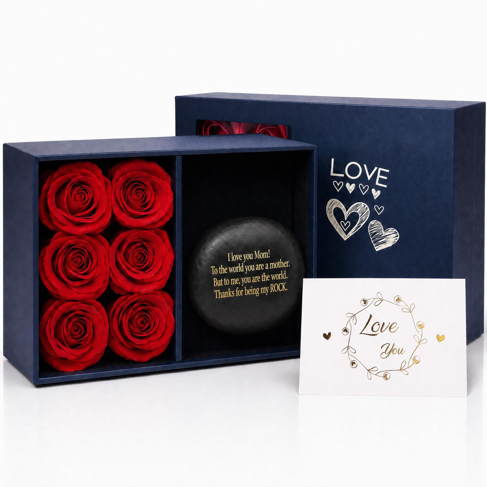 Mothers Day Gifts for Mom from Son – You Are My Rock Gift with Rose, Birthday…