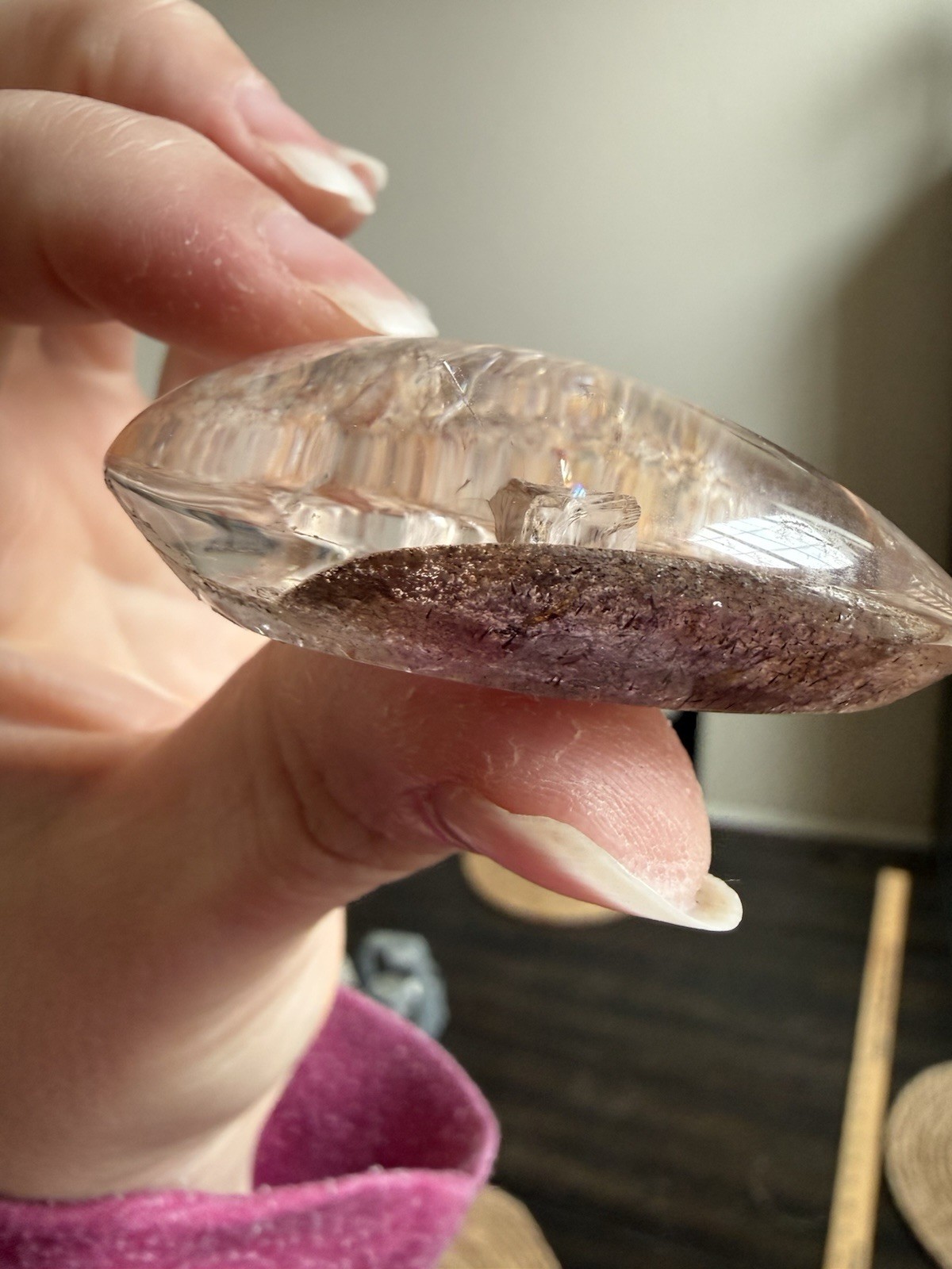 Garden Quartz Teardrop Cabochon Loose Gemstone Lodolite Crystal Cab 2in 51mm