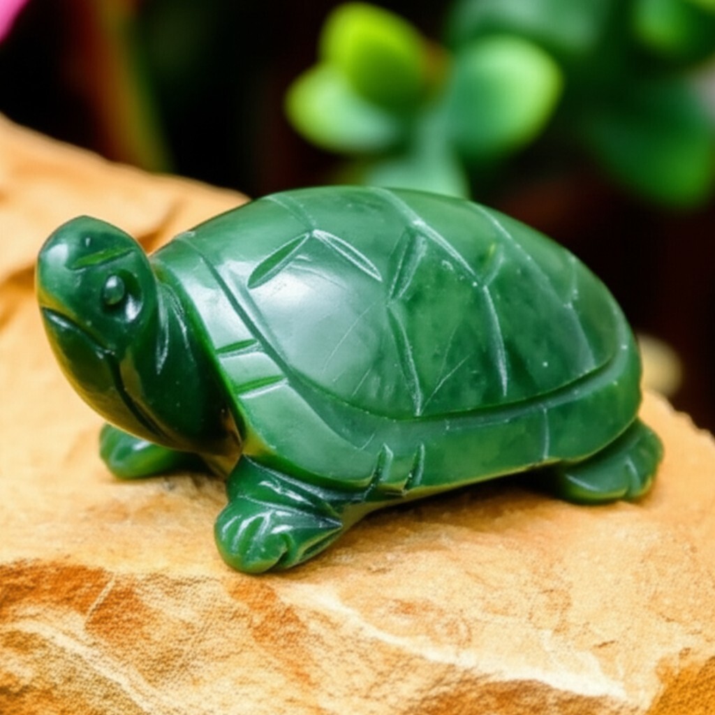 Natural Green Jade Turtle Crystal Carving Healing Gemstone Sculpture 8cm Gift