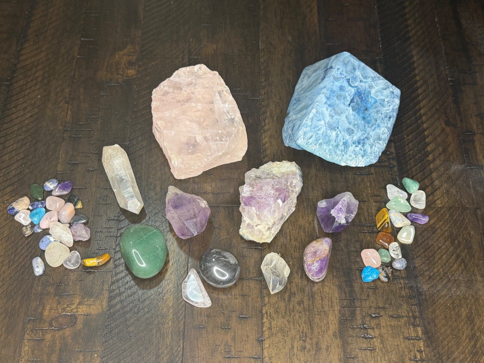 Mixed Lot of polished stones, amethysts, crystals, rose quartz and more!