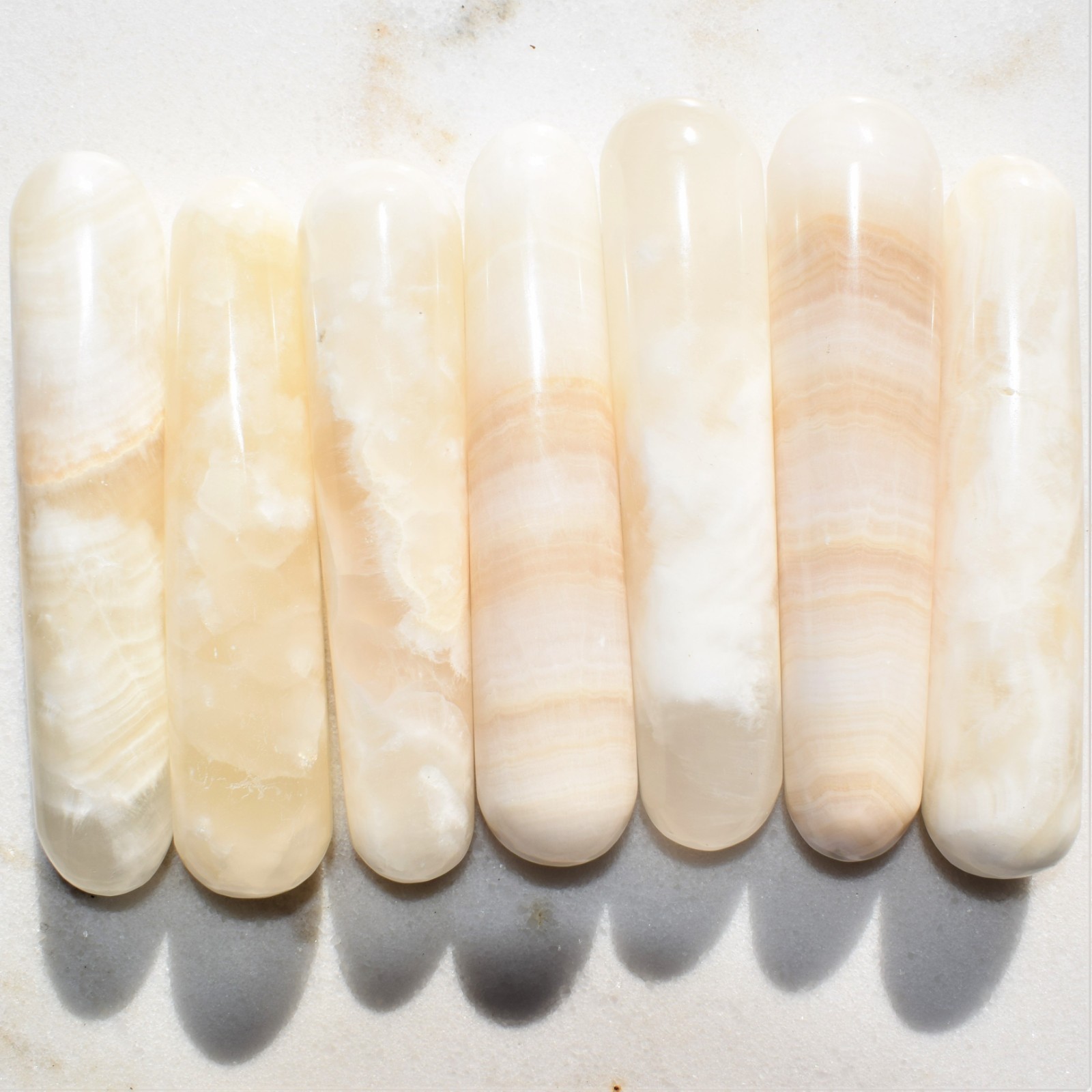 CHARGED Honey Calcite 4.0″ Wand Reflexology Massage Crystal Energy Healing 102g