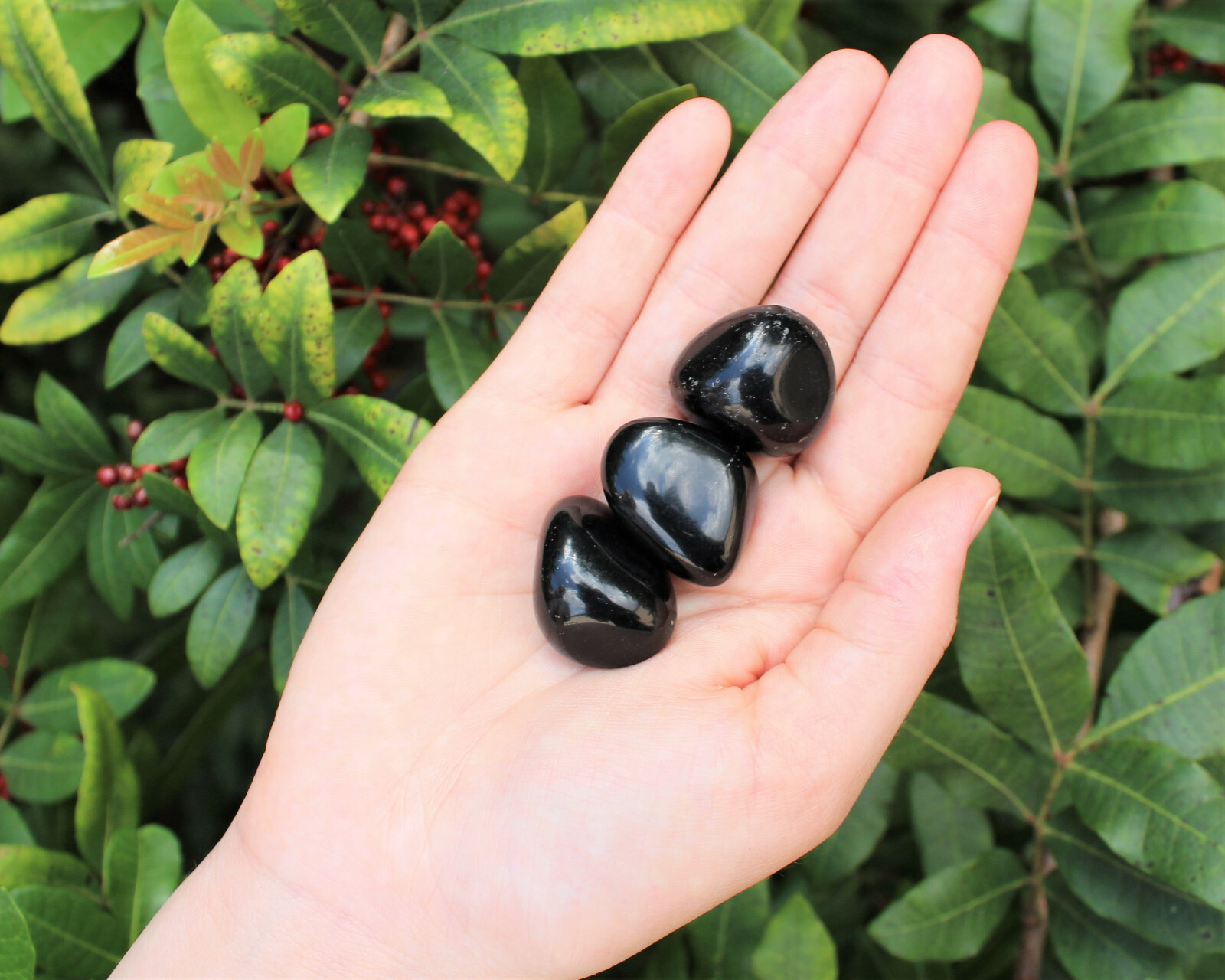 3 Large Black Obsidian Tumbled Stone (Crystal Healing Tumble Gemstone Reiki)