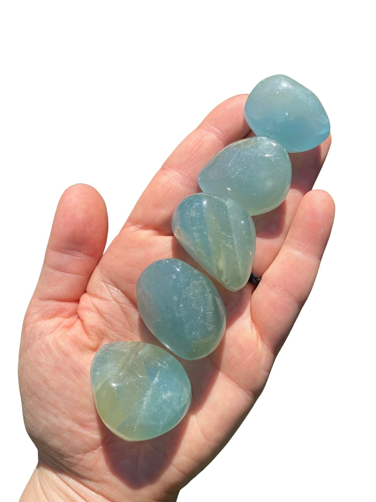 Lemurian Aquatine Calcite Tumbled Stone (Grade AA) from Argentina