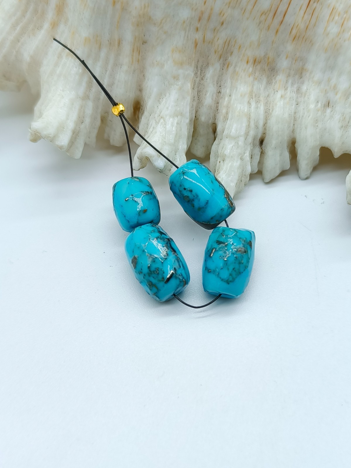 Drum Shape Turquoise Beads Natural Blue Spider Gemstone For Making Jewelry