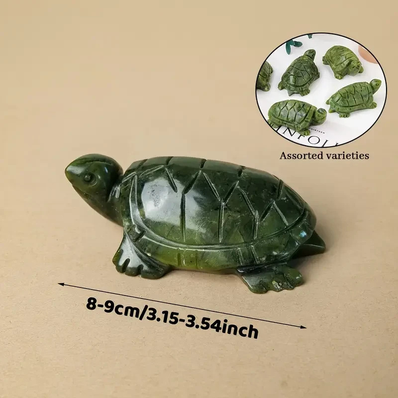 2Pcs Nephrite Jade Turtle Crystal Mineral Specimens Hand Carved Home Decor Gift