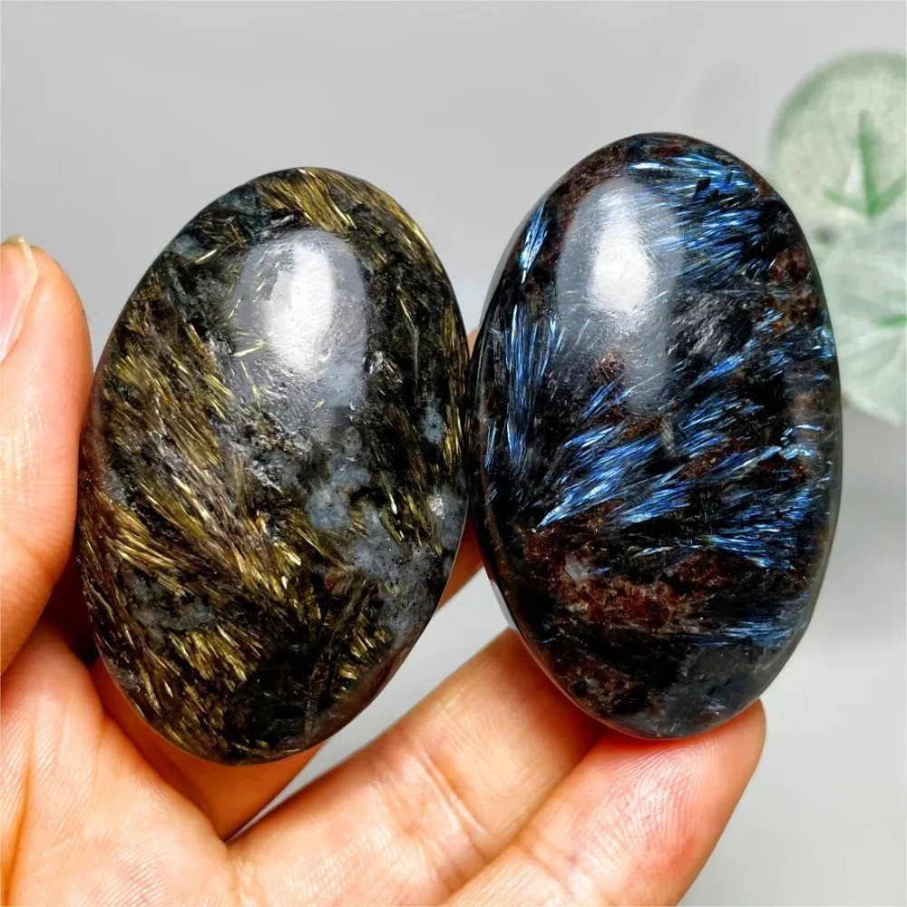 Natural Astrophyllite Crystal Palm Stone Polished Pocket Worry Stone Gift Decor