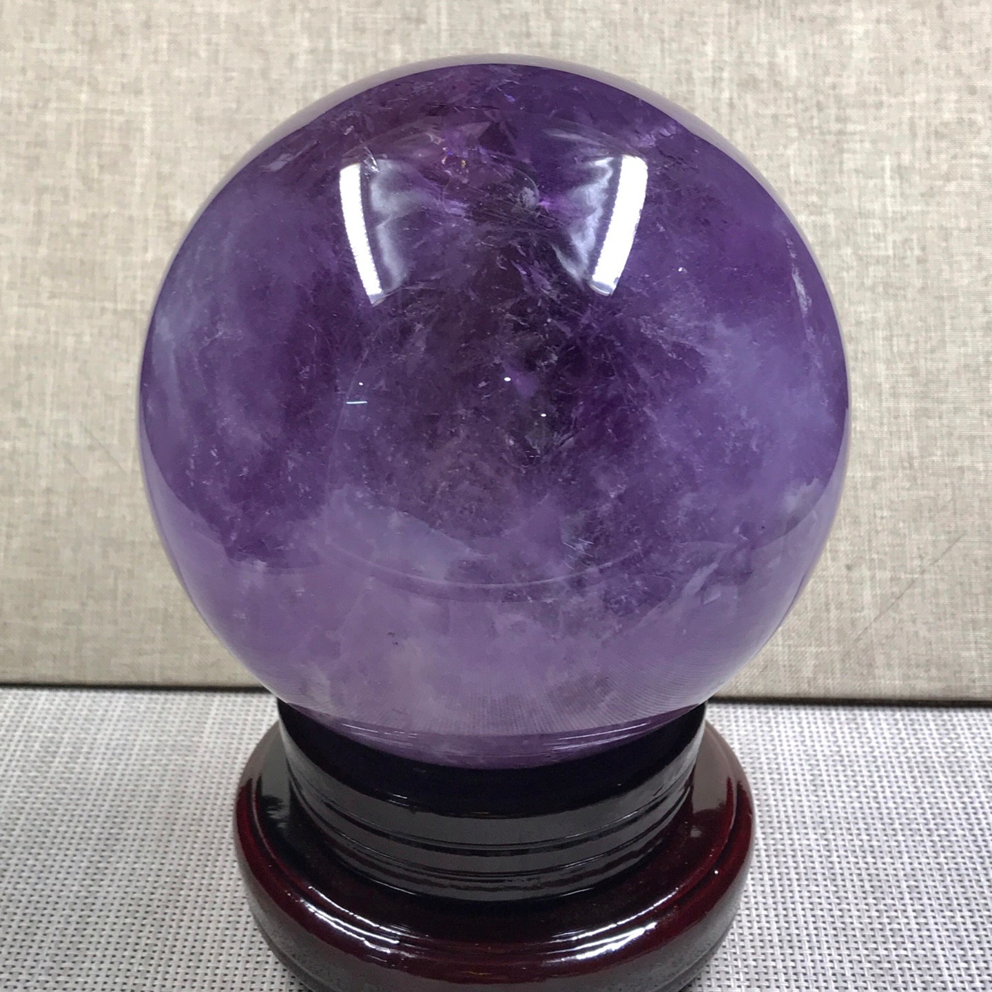 7.6LB Natural Amethyst Sphere Crystal Ball with Wood Stand Healing Feng Shui Dec