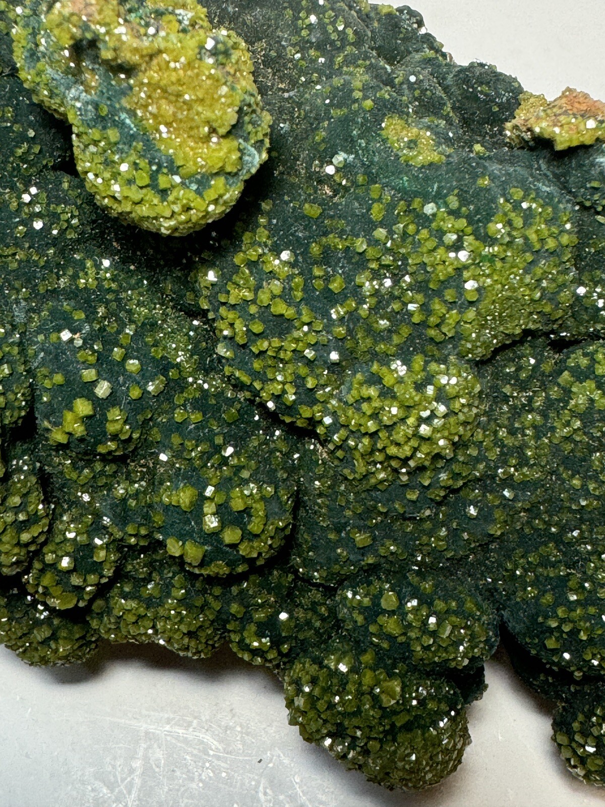 RARE Pyromorphite on Malachite Crystal – Rum Jungle Australia Mineral Specimen