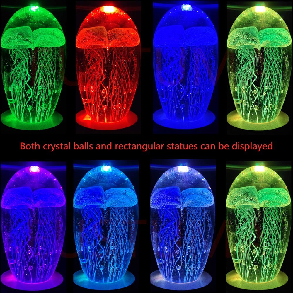 Dimming Light Base Rectangle Wood Display Stand for Glass Crystal Glass Art C…