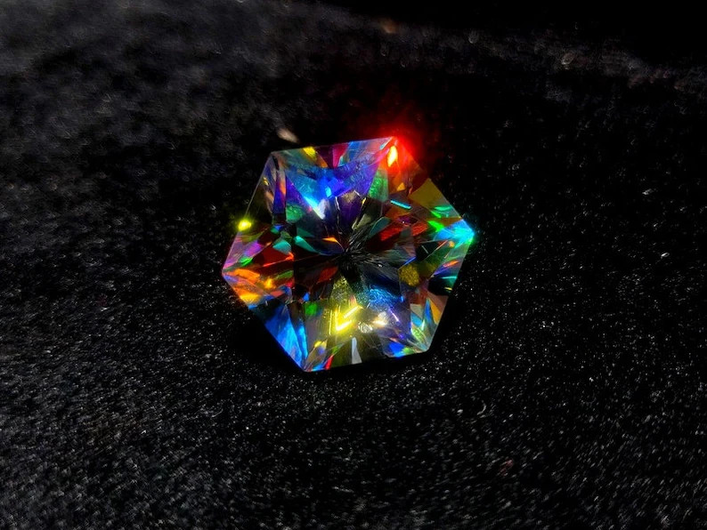 50 Ct+ Natural Rainbow Color Hexagon Cut Mystic Topaz Loose Certified Gemstone