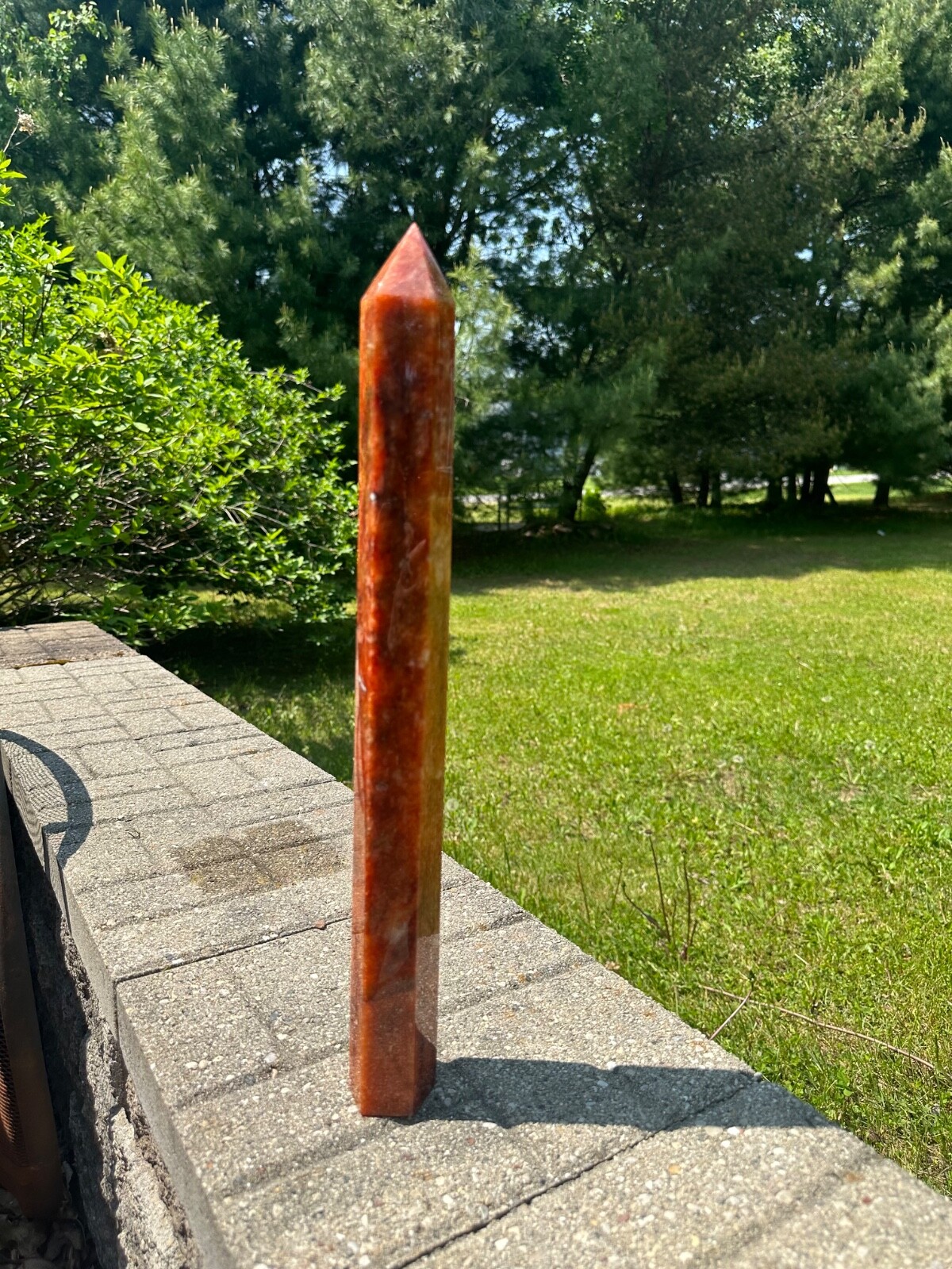 large red fire quartz hematoid tower