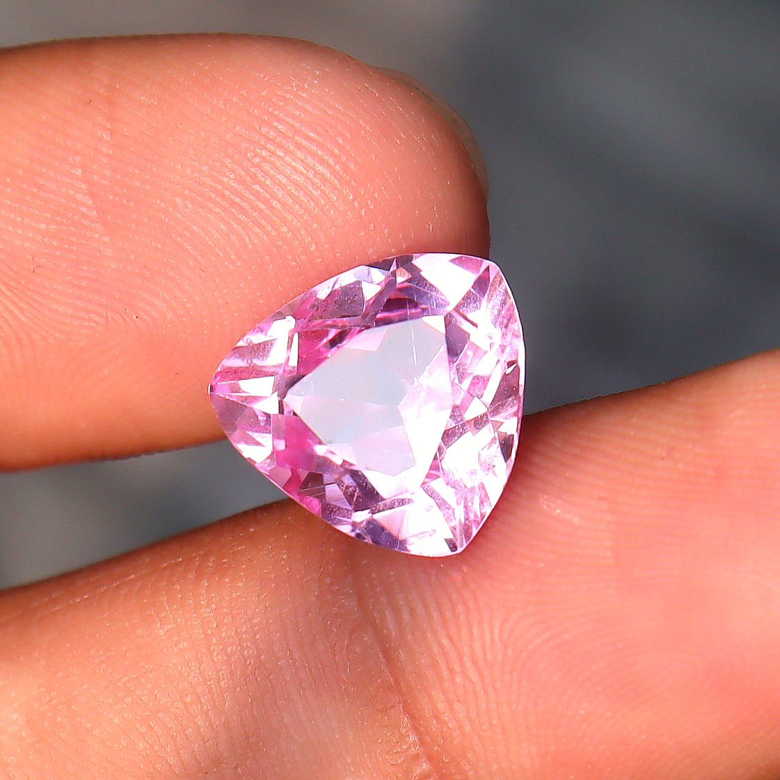 AAA+ Natural Pink Sapphire Trillion Cut 6 Ct Certified Loose Gemstone