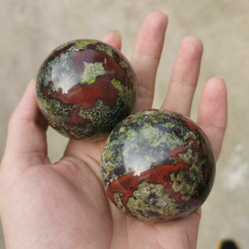 A+ 1PC Natural Dragon Blood Stone Quartz Sphere Crystal Ball Reiki Heal 45mm+