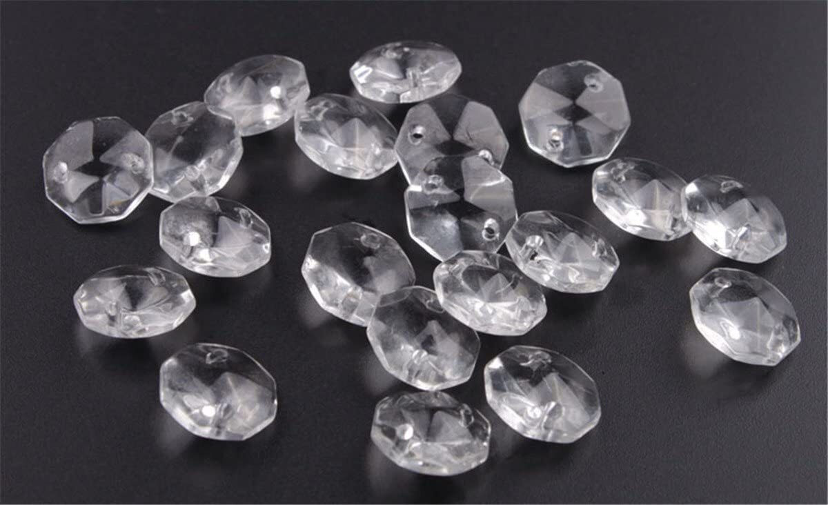 50PCS 2 Holes Various Color Crystal Glass Octagon Chandelier Parts for Home Deco