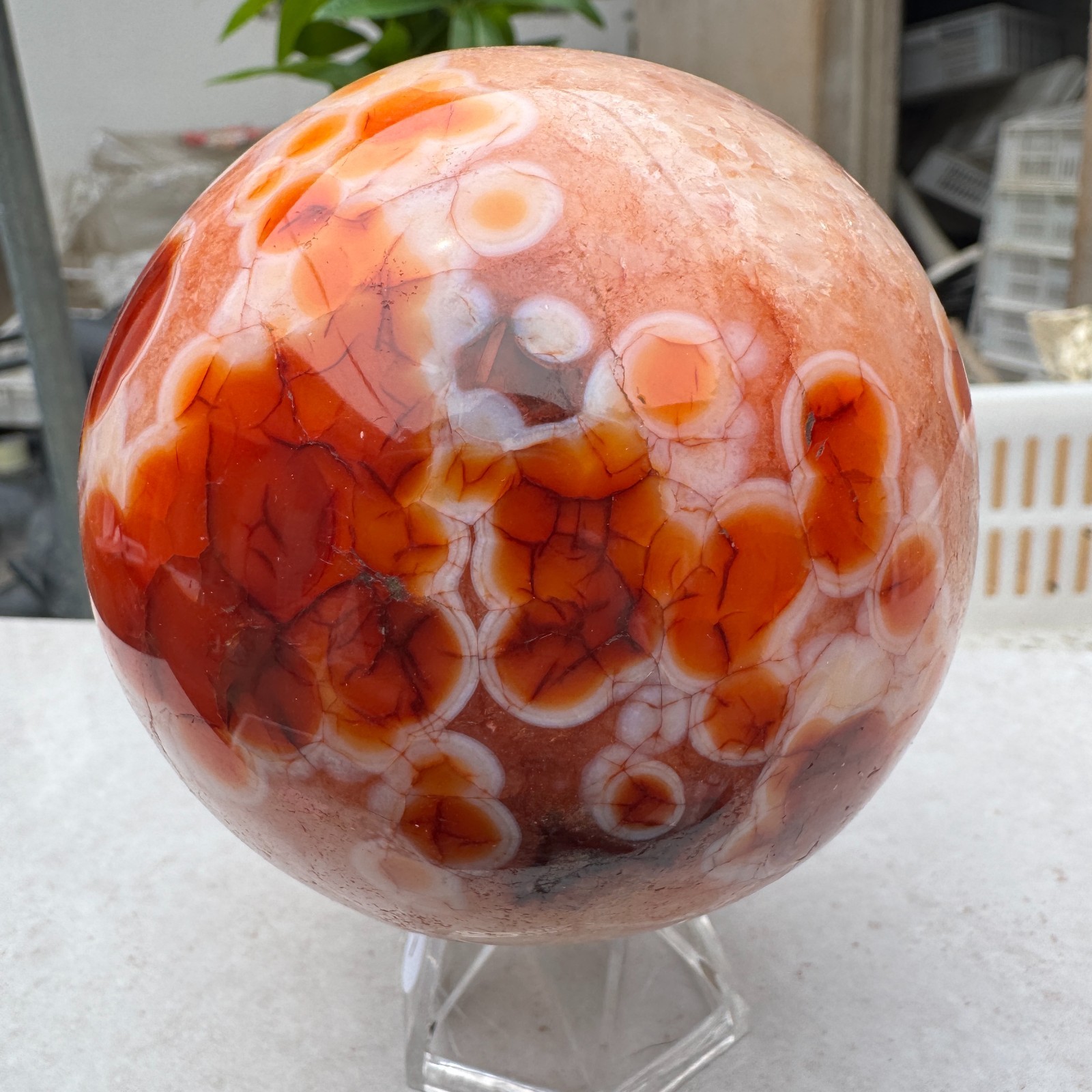 940G Natural red stripe agate sphere Crystal Ball Madagascar mineral