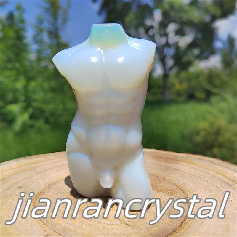 3″ Carved Opalite Male Model Quartz Crystal Skull Figure Statue Healing 1pc