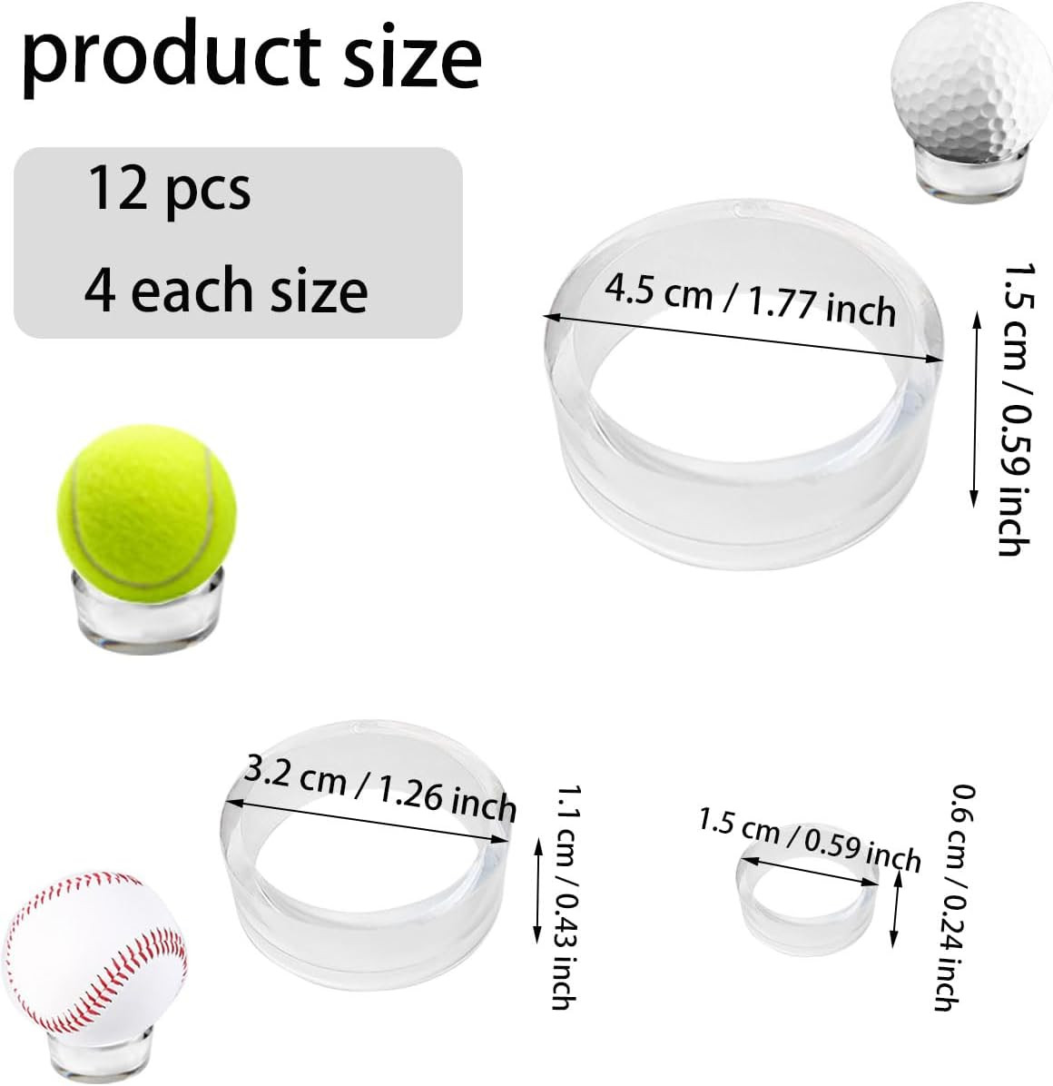 12 Pcs Plastic Sphere Stands – Acrylic Clear Small, Medium, Large Round