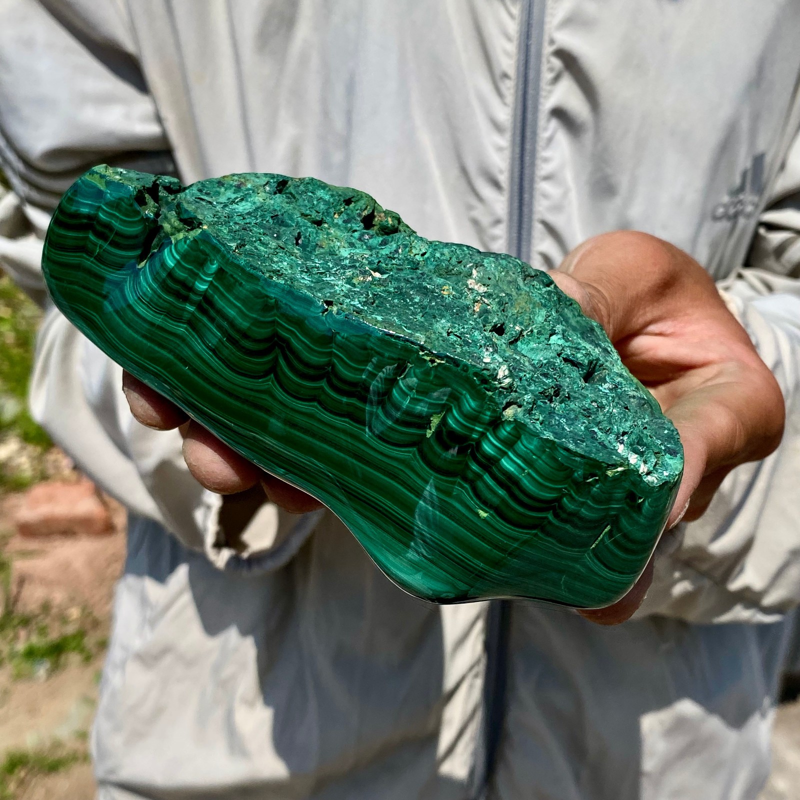 2.2LB Natural glossy Malachite transparent cluster rough mineral sample