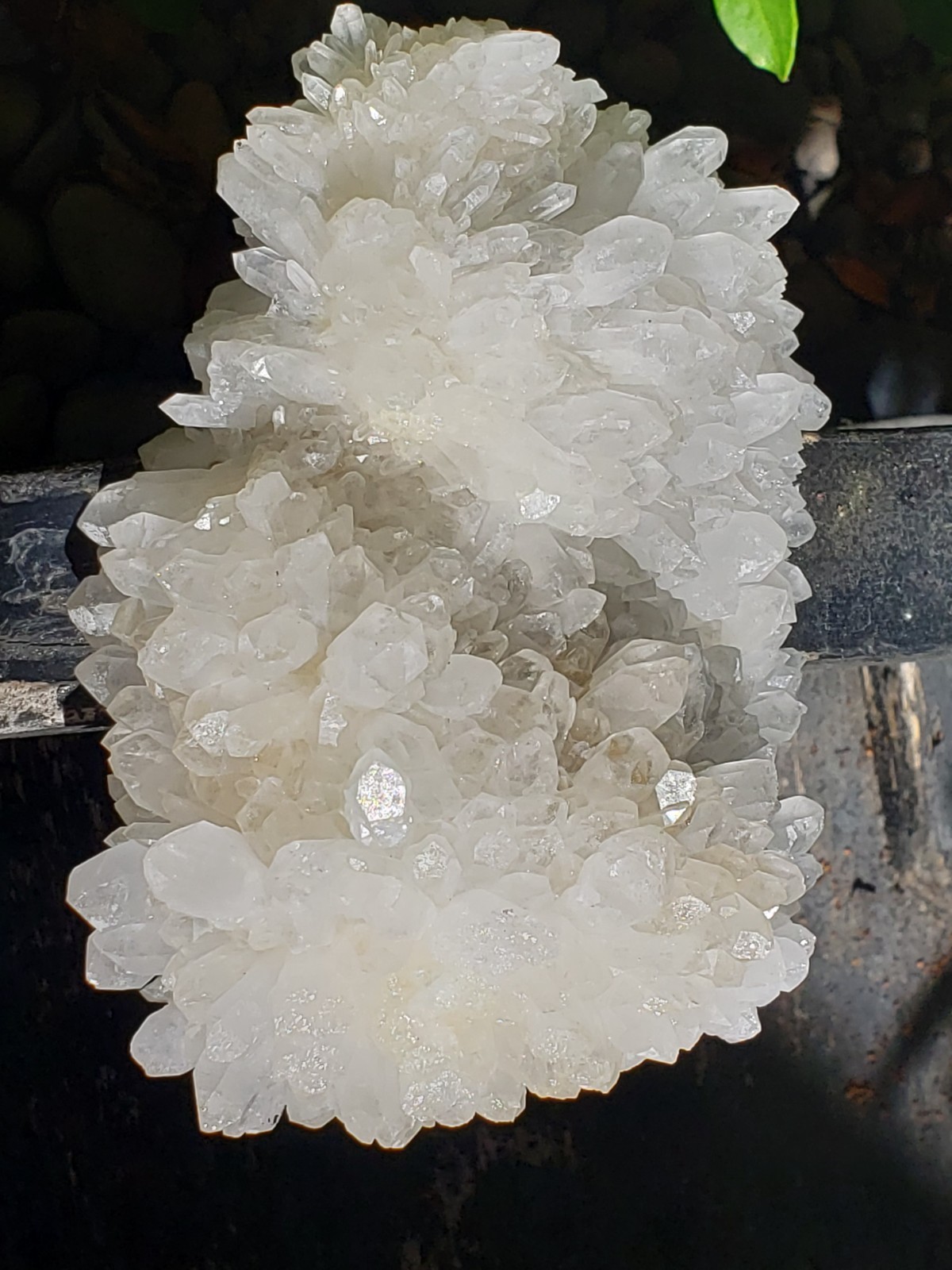 Natural White Clear Quartz Crystal Cluster Rainbow Specimen on Matrix, 1042g