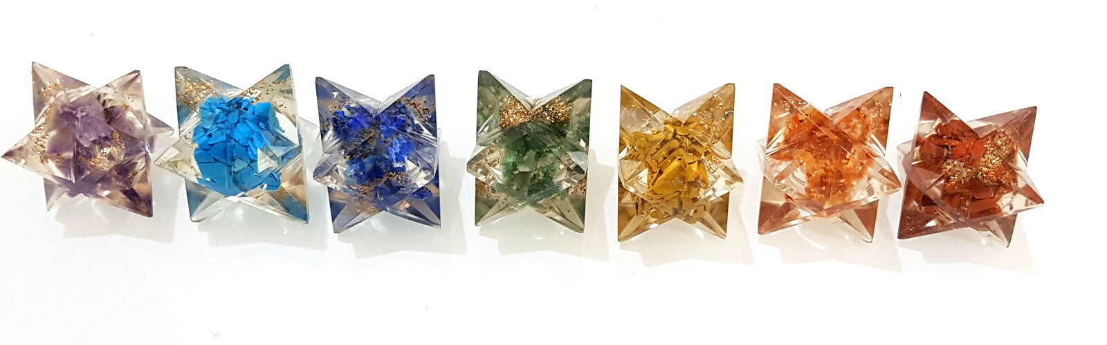 7 Chakra Beautiful Orgone Energy Star Set Healing Reiki Meditation Natural Stone