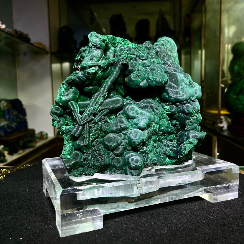 12LBNatural Raw Botryoidal Malachite Cluster Rough Green Mineral Specimen With C