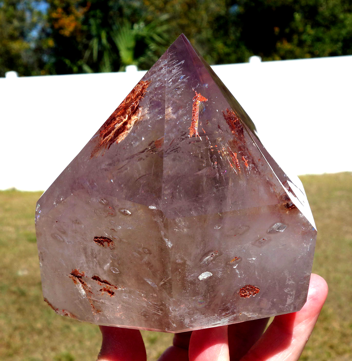 Amethyst Elestial ENHYDRO Water Bubble a RED CLAY Quartz Crystal Point For Sale