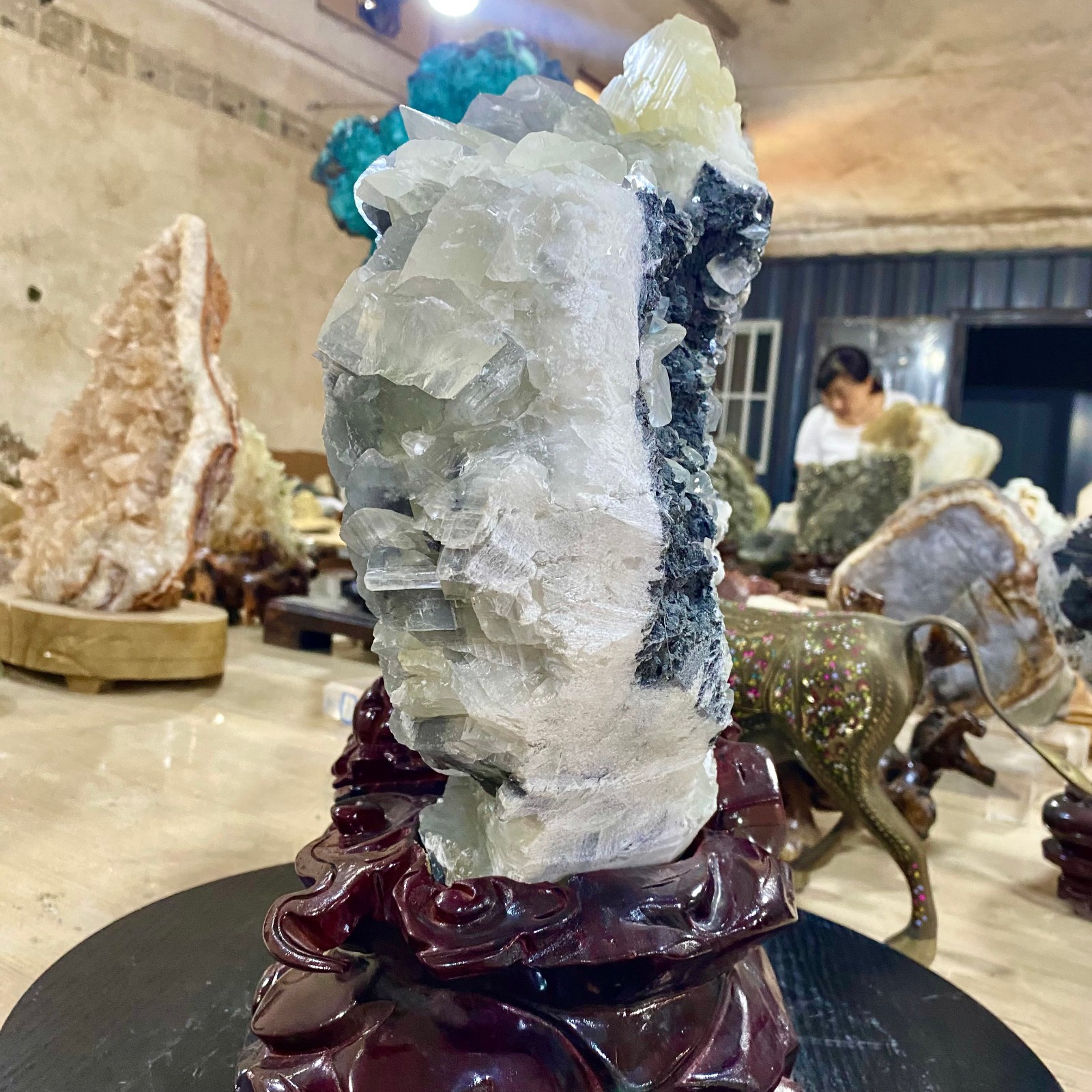 34.86LB Rare!! Natural transparent quartz with Mica Crystal Specimen Rough