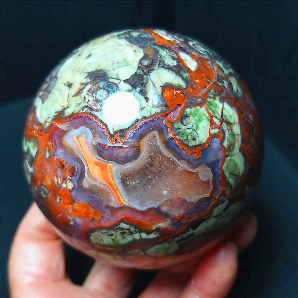 RARE 615.2g 76mm Natural Polished Colorful Agate Crystal Ball Healing A4894
