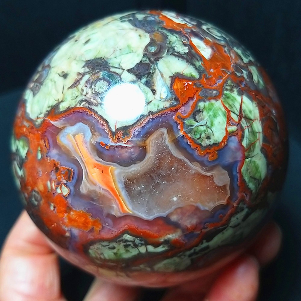 RARE 615.2g 76mm Natural Polished Colorful Agate Crystal Ball Healing A4894