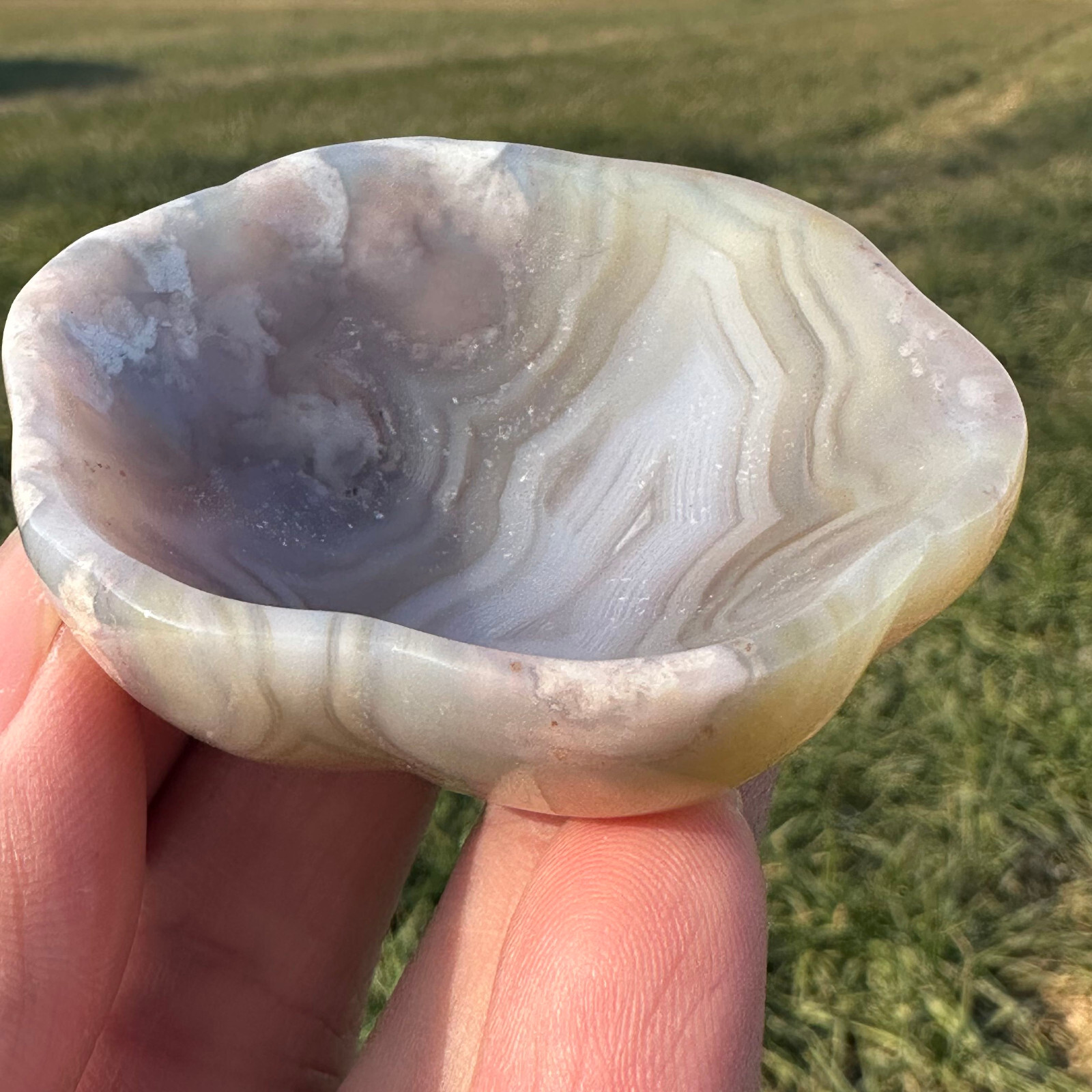 Natural Sakura Agate Bowl Quartz Specimen Skull Crystal Reiki Healing Gift 1PC
