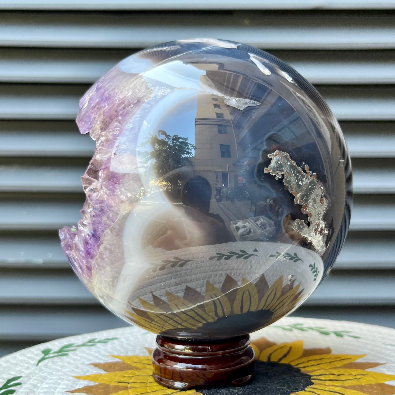 9.9 lb Natural Amethyst Geode Sphere Crystal Druzy Ball Gift Display Decor