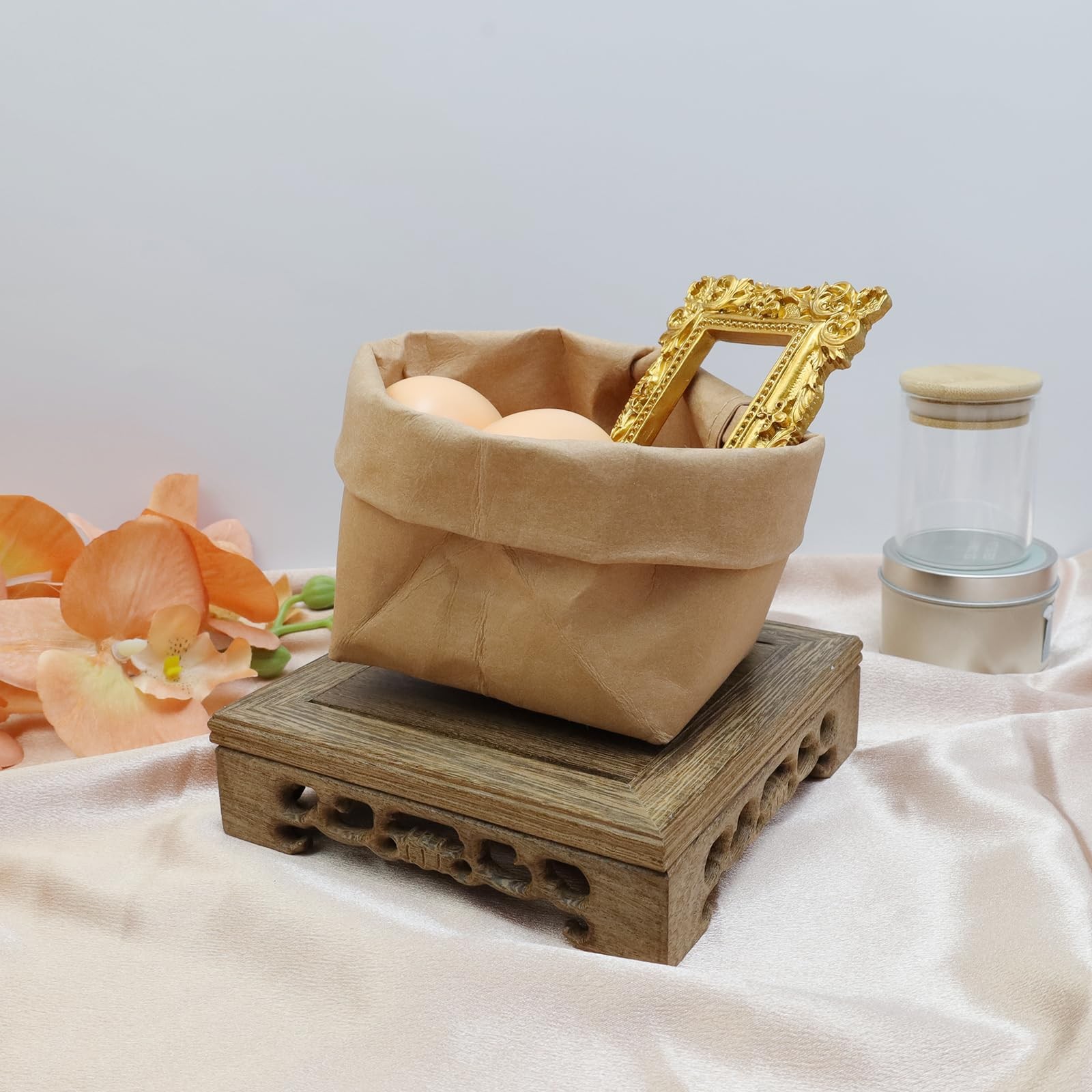 Wooden Display Stand Base 5.43″ x 5.43″ Square Wood Carved Pedestal Oriental …